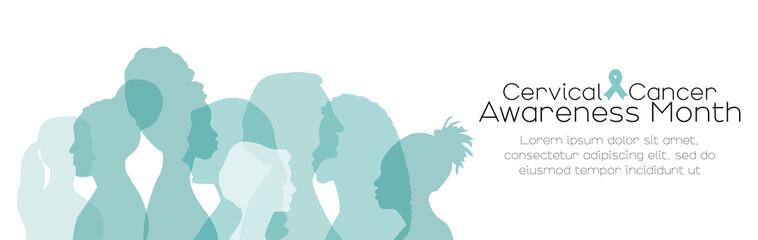 Cervical Cancer Awareness Month banner. Card with place for text. Flat vector illustration.	