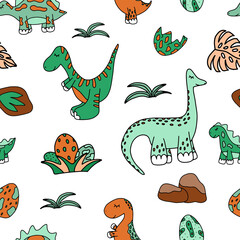 Baby cute dinosaur nursery vector seamless pattern