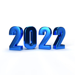 Golden 2022 on white background - 3D rendering
