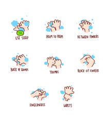 How to wash your hands hand drawn cartoon art illustration
