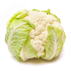 Head of organic natural cauliflower isolated on a white background