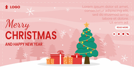 Merry Christmas Day Post Template Flat Design Illustration Editable of Square Background Suitable for Social media, Card, Greetings and Web Internet Ads