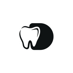letter D with silhouette of teeth, logo design inspiration