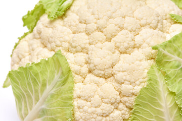 Head of organic natural cauliflower isolated on a white background