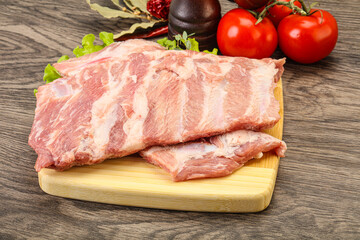 Raw pork ribs for cooking