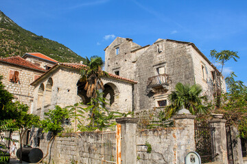 Old ruin of a villa in Perast at the bay of Kotor