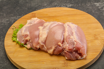 Raw chicken boneless and skinless leg