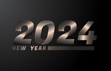 2024 Vector Isolated on Black background, 2024 new year design template