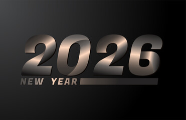 2026 Vector Isolated on Black background, 2026 new year design template