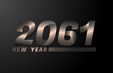 2061 Vector Isolated on Black background, 2061 new year design template