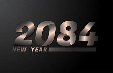 2084 Vector Isolated on Black background, 2084 new year design template