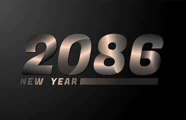 2086 Vector Isolated on Black background, 2086 new year design template