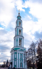 Fototapeta na wymiar Christian Orthodox Church against the blue sky. Landscape.
