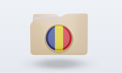 3d folder Romania flag rendering front view