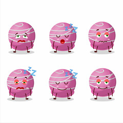 Cartoon character of truffle strawberry candy with sleepy expression