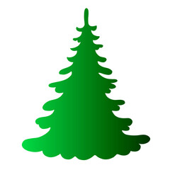 Pine, fir, tree vector green silhouette in flat style, isolated. Clipart, symbol merry christmas and happy new year. Template for children creativity, greeting cards, applications