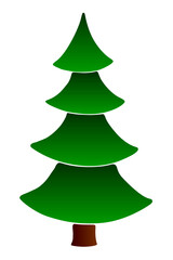 Pine, fir, tree vector green silhouette in flat style, isolated. Clipart, symbol merry christmas and happy new year. Template for children creativity, greeting cards, applications