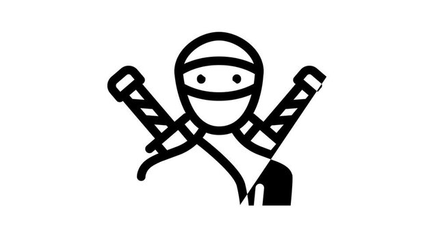 ninja fantasy character animated line icon ninja fantasy character sign. isolated on white background