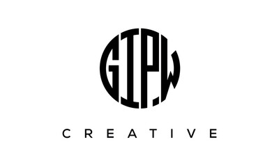 Letters GIPW creative circle logo design vector, 4 letters logo