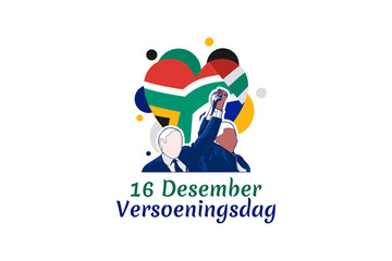 Translation: December 16, Reconciliation day. Happy Reconciliation day of South Africa  vector illustration. Suitable for greeting card, poster and banner.