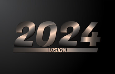 2024 with vision text, vision 2024 new year vector isolated on black background