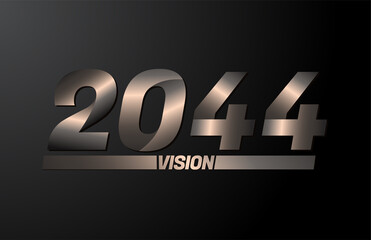 2044 with vision text, vision 2044 new year vector isolated on black background