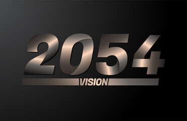 2054 with vision text, vision 2054 new year vector isolated on black background