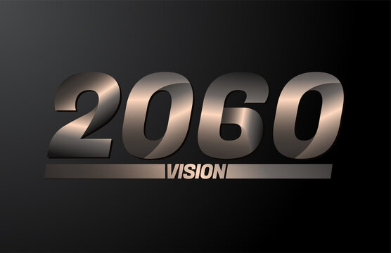 2060 with vision text, vision 2060 new year vector isolated on black background