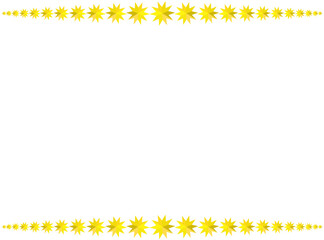黄色の大小星型多角形で出来た、上下フレーム背景