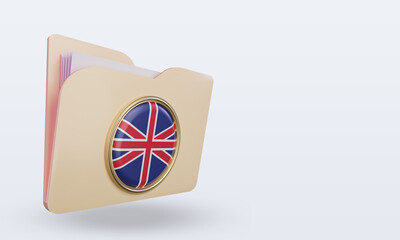 3d folder United Kingdom flag rendering left view