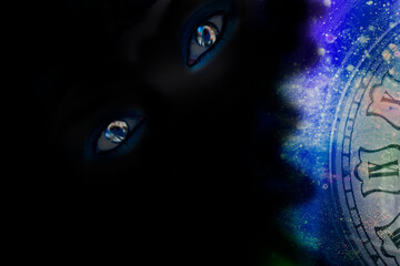 Eyes of an unknown creature in the dark, mystic
