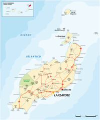 Vector road map of Canary Island Lanzarote
