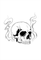skull head illustration hand drawing vector