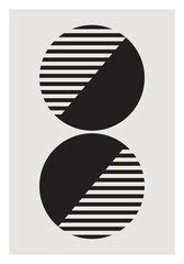 Minimal 20s geometric design poster, vector template with primitive shapes