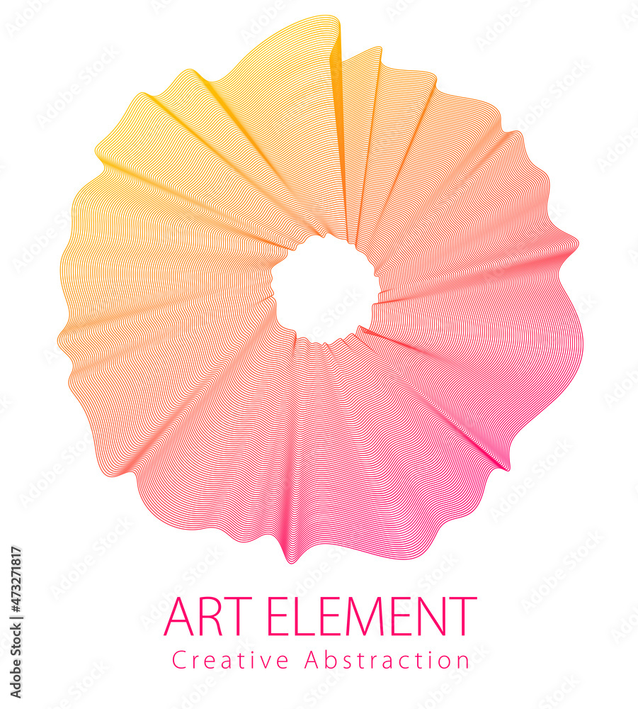 Poster round smooth linear frame of wavy lines. vector abstract artistic beautiful background with copy spa