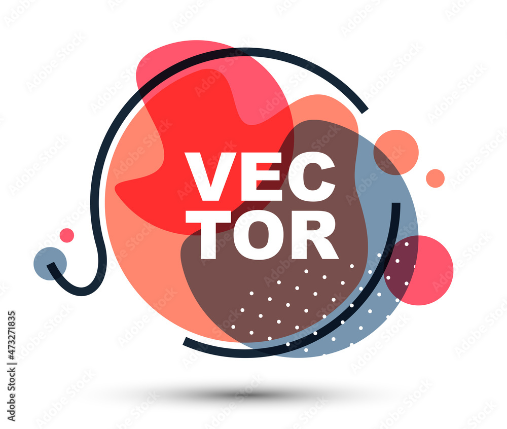 Poster round shape colorful ink paint fluids vector illustration isolated on white, modern style design com