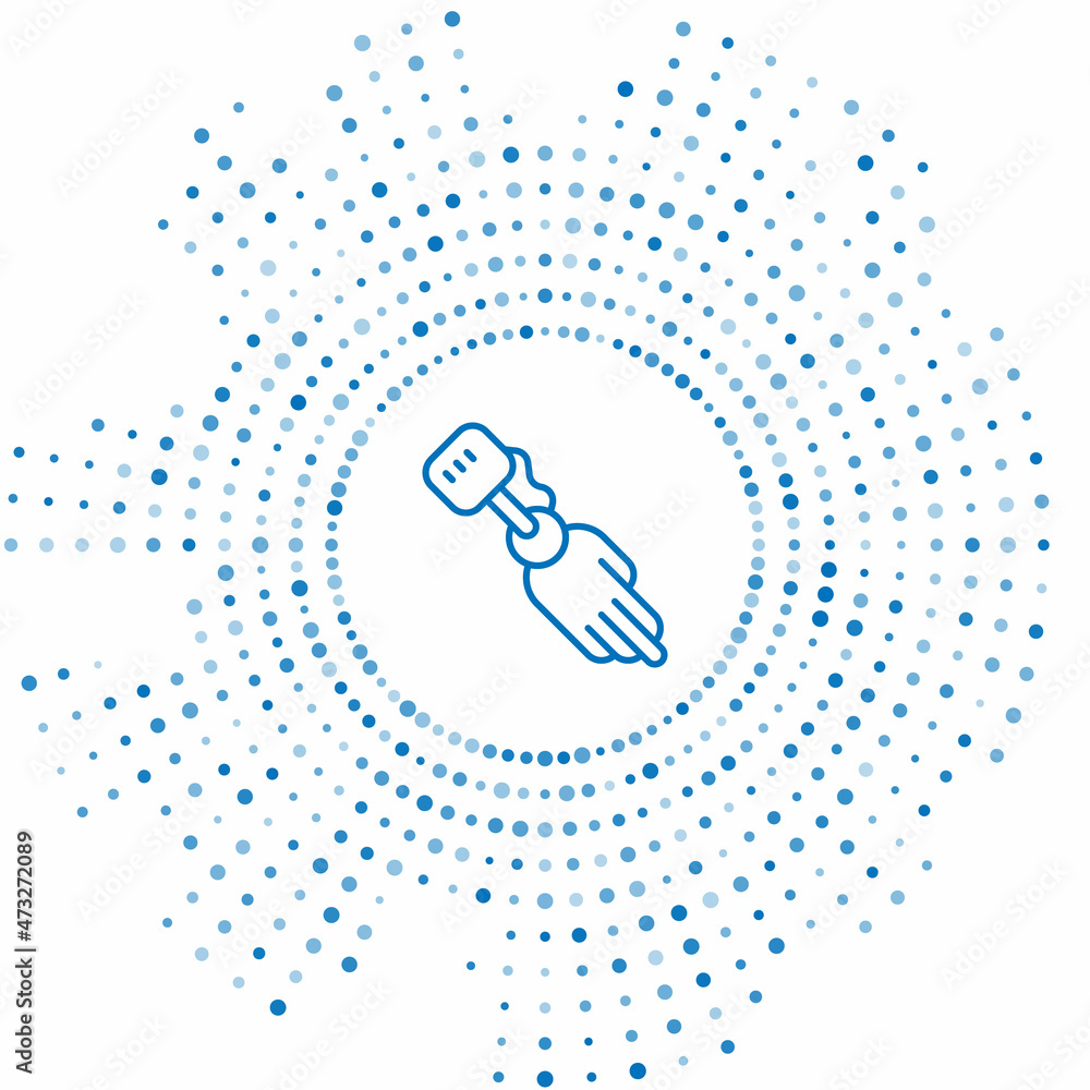 Poster blue line prosthesis hand icon isolated on white background. futuristic concept of bionic arm, robot
