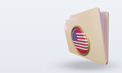 3d folder America flag rendering right view