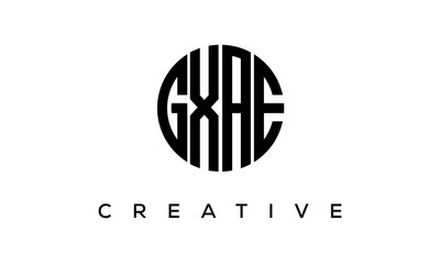 Letters GXAE creative circle logo design vector, 4 letters logo
