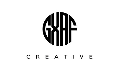 Letters GXAF creative circle logo design vector, 4 letters logo