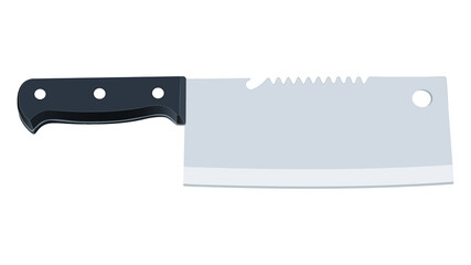 Large sharp cleaver knife isolated on white background, Vector illustration, chef knives, Cutlery icon set