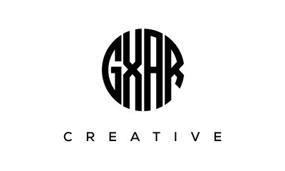 Letters GXAR creative circle logo design vector, 4 letters logo