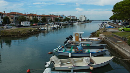 Naklejka premium Boats in the port of Grado, Italy, Europe 
