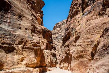 View of the Siq leading to the entrance of Petra, Jordan