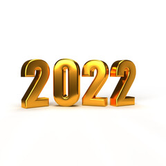 Golden 2022 on white background - 3D rendering