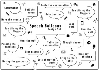 モノクロ　シンプル吹き出しセット