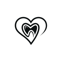 symbol of teeth and love logo design inspiration