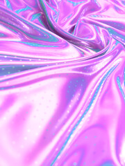 Wavy fabric with glitter pattern of shiny diamonds. Luxury smooth background. 3d rendering digital illustration