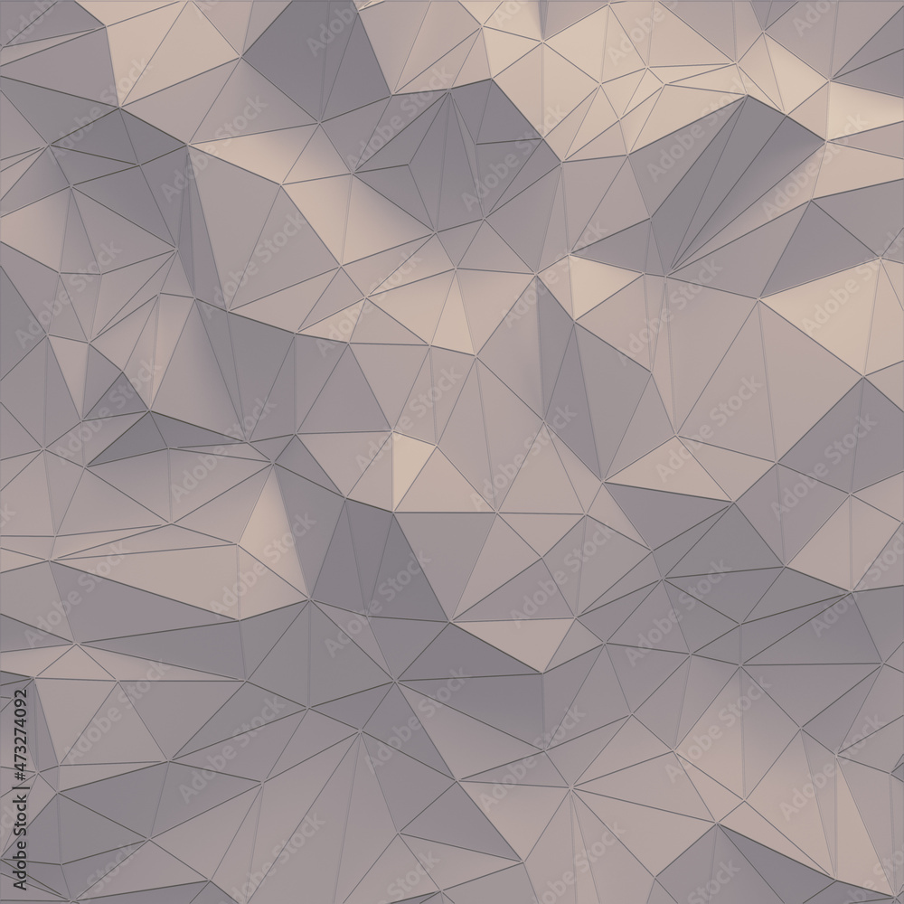 Leinwandbilder White polygonal surface with thin edges. Abstract low-poly triangular geometric background. 3d rendering illustration