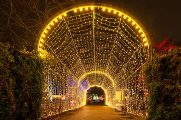Aarhus, Denmark; December 5, 2021 - Christmas decorations light up in a park, Jutland, Denmark